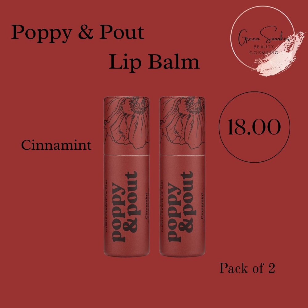 Poppy & Pout, Cinnamint Lip Balm,100% Natural, Pack of 2